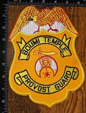 Boumi Temple Shriners Provost Guard Freemason Oversized Shield Jacket Patch picture