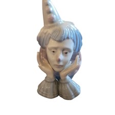 Meico Dream Clown Jester Bust Porcelain Sad Face Figurine Paul Sebastian VTG picture