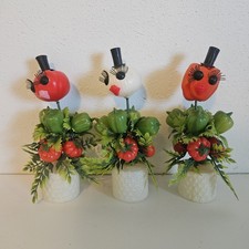 3 VTG 60s Anthropomorphic Veggie Head Kitchen Decor Kitschy Eyelashes Hong Kong picture