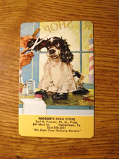 MID 1900'S VINTAGE PLAYING CARD SWAP COUPON BUTCH DOG GETTING HAIR CUT picture