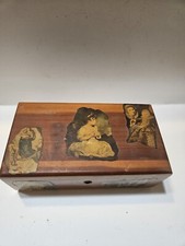 Cedar Vtg Sm Box Wood Sample 10 x 8 Lane Furn Co Decoupaged 1972 No Key 6630 picture