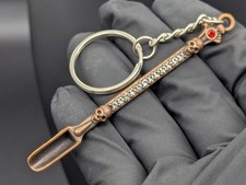 Antique Copper Big Bump Shovel Bling Skull Party Spoon EDC Snow Keyring picture