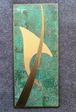 Sigi Pineda Wall Plaque Turquoise and Metal Mosiac Art Mexican Modernism picture