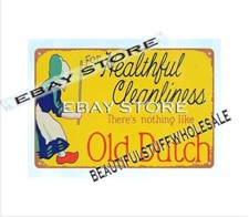 1930s Old Dutch CLEANSER cleaner metal tin sign wall art lodge cafe metal decor picture