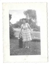 Vintage B&W 1944 Photo Fashionable Lady Mom W/Young Boy In Overalls Oil Derrick picture