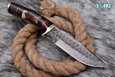 CUSTOM HANDMADE DAMASCUS STEEL HUNTING SKINNING KNIFE DEER STAG HANDLE  SURVIVAL picture