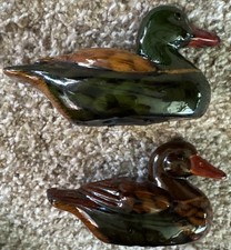 Enesco Pair Of Mallard Duck Figurines—Green Brown Waterfowl Bird, Collectible picture