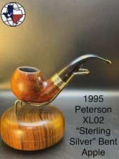 Vintage 1995 Peterson XL02 “Sterling Silver” Bent Apple Tobacco Pipe picture