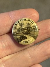 🔥Vintage 1901 New York State Badge Button Pin Pinback Whitehead + Hoag VHTF picture