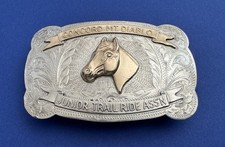 VTG Rare Olsen Nolte Sterling Silver & Gold Concod Mt Diablo Trophy Belt Buckle picture