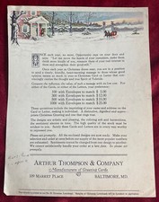 Vintage c1930 Arthur Thompson & Company Ornate Christmas Letterhead Paper Ad picture