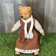 Vintage Enesco Bear Figurine “Bella” Nostalgic Doll 1983 w/ Tag Scarf Dress  picture