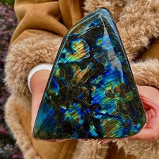 3.81lb Natural colorful elongated stone Madagascar polished crystal healing picture