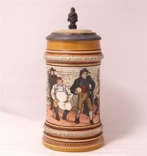 Antique Mettlach V&B Beer Stein Etched #1403 Bowling Scene by C.Worth c.1899 picture