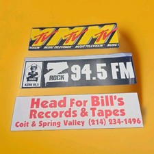 Vintage MTV Z-Rock 94.5 FM Underground Records Dallas Metal 3 Bumper Stickers picture