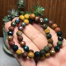2Pcs Wholesal Natural Ocean Jasper  bracelets Crystal ball sphere facet 8mm 7685 picture