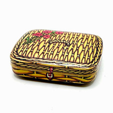 Vtg 1970s Dodo Designs England Picnic Basket Pocket Tin Wicker Hamper Mint Box picture