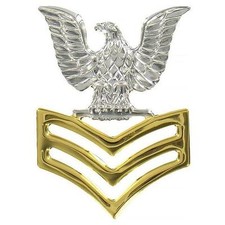 Navy Cap Device E6 Good Conduct  silver eagle gold chevrons picture