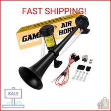 GAMPRO 12V 150dB Air Horn, 18Inch Chrome Zinc Single Trumpet Truck Horn with Com picture