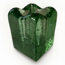 Vintage Mexico Chunky Green Recycled Glass Ice Cube Votive Candle Holder picture