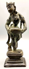 Vintage Indian Bronze Apsara Dancer Statue Drum Lost Wax Chola Style 8
