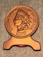 1877 Indian Head One Cent Piggy Bank picture