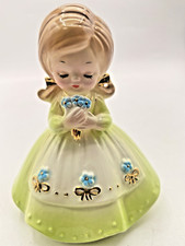 Vtg Josef Originals Forget Me Not Girl Figurine Ecology Series Sticker Japan 4