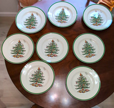 Spode Christmas Tree Set of 8 Dinner Plates 10.75in Ceramic Made in England picture
