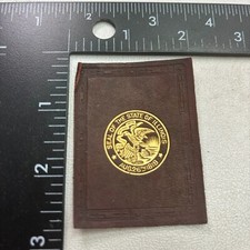VTG c 1910s SEAL OF STATE OF ILLINOIS Tobacco Leather Patch 372T picture