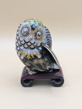 Vintage Fabergé & Franklin Mint Muscany Owl Cloissone Collection 22k, w/Stand picture