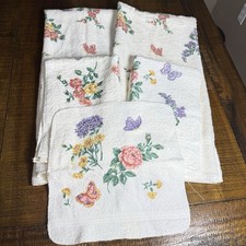 VTG NOS Fieldcrest Floral w/Butterflies 5 Piece Towel Set USA Cotton Cottage picture