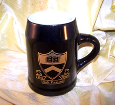 VINTAGE Princeton University black ceramic stein / mug w/ school seal OLD picture