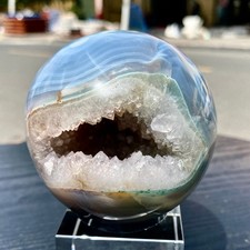 1.3LB Natural Open Smile Agate Amethyst Sphere Healing Wealth Collectible Cryst picture