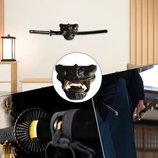 Oni Katana Mask Wall Holder Wall Mounted Rack Japanese Black Samuraisword Displa picture