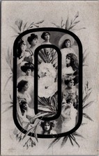 Edwardian Women Portraits Letter O Floral Art Postcard Fort Wayne Addressed picture