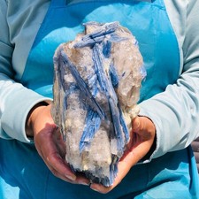 4.55LB Rare Natural beautiful Blue KYANITE with Quartz Crystal Specimen Rough picture