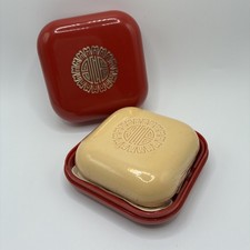 VTG Estee Lauder Cinnabar Soapbox Cake Soap 3.5 oz Fragrance Red Square w/ Case picture