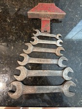 Vintage Norivell Drop Forged Tempered 6 Pc Open End Wrench Set w/ Original Rack picture