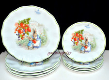 8pc Zrike Beatrix Potter Peter Rabbit 4 DINNER, 4 SALAD PLATES Easter Green Edge picture