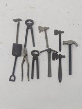 Vintage Miniature Blacksmith Tools Lot Salesman Samples Tongs Hammers Shovel picture