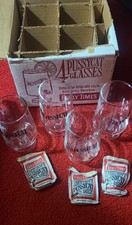 The Pussycat & Bourbon 1970s Early Times Cocktail Footed Glasses Set Of 4 VTG picture