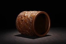5.1in Chinese Vintage Yixing Zisha Plant Pot, Handmade Lotus Orchid Bonsai Decor picture
