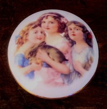 Reutter Porzellan Germany Lidded Porcelain Trinket Box w/ 3 Women Lid picture
