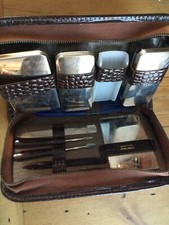 Vintage Brown Embossed Leather Travel Kit West Germany picture