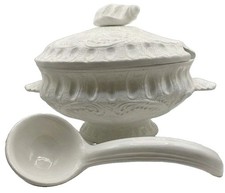 VTG Italian Faience Tin Glazed Shell Tureen Hollywood Regency Mottahedeh Style picture