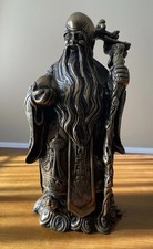 Antique Chinese Shou Xing God Of Longevity Statue 13” Tall Heavy Bronze Brass picture