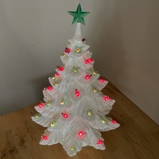 Vintage Rare Ceramic Christmas Tree White 3 Piece 23