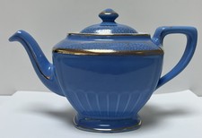 Vintage Hall China Light Blue “Hollywood” Teapot With Gold Trim 0109 USA picture