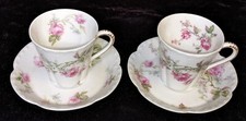 (2) Rare Haviland & Co Limoges Hand Painted Demitasse Chocolate - Tea Cup/Saucer picture