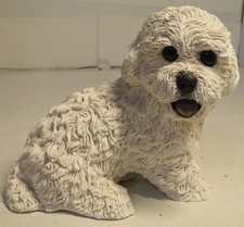 Living Stone Critters Bichon Frise Dog Figurine Sitting Puppy 4.5